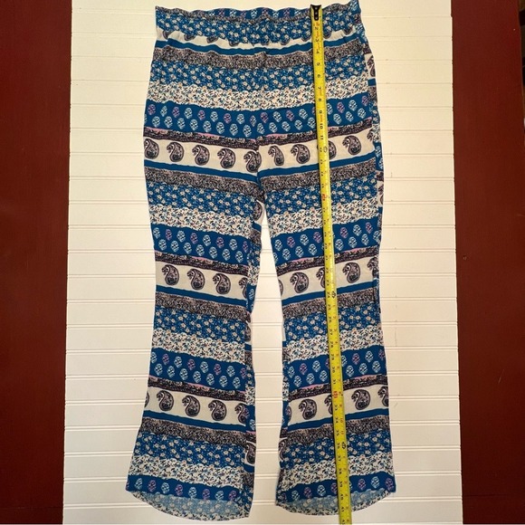 American Eagle Outfitters Blue & White Paisley Floral Boho Pull On Pants Size L - Picture 6 of 11